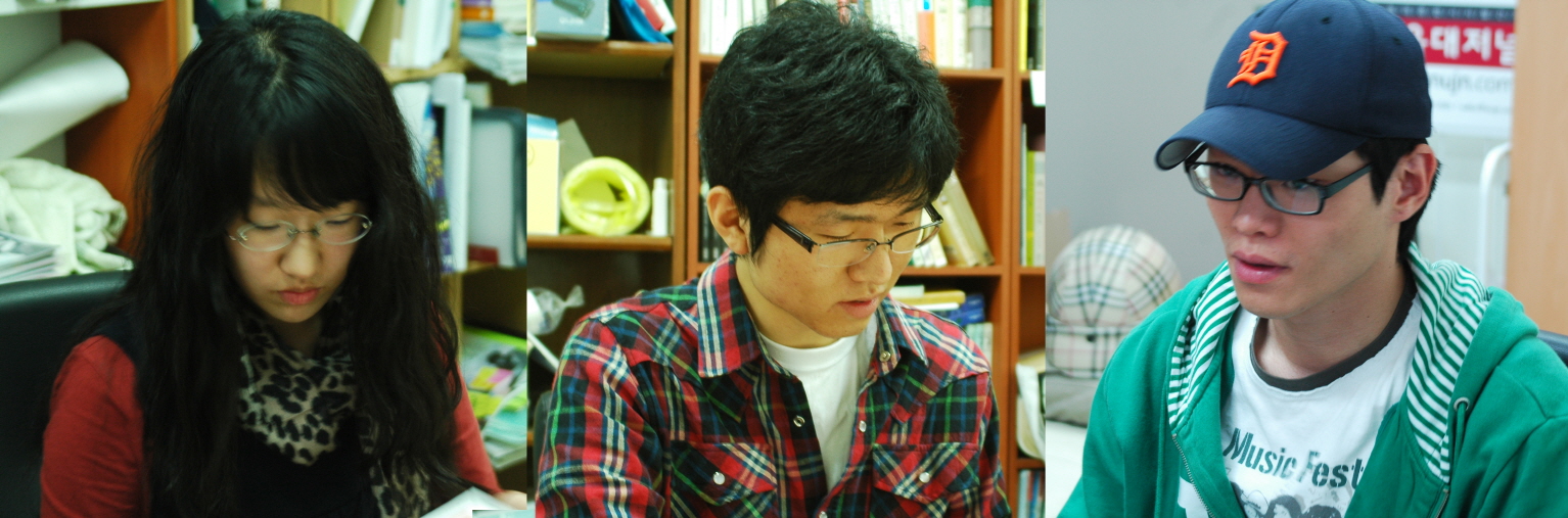 왼쪽부터 박다솜(언어 07), 박용주(국교 08), 이정한(경영 04) 씨.